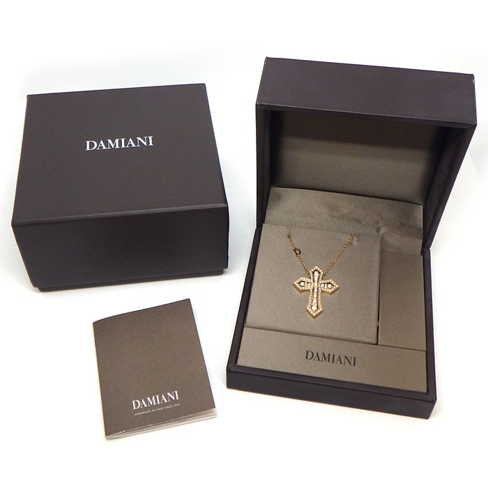 ダミアーニ DAMIANI ネックレス ベルエポック クラウン L 20089532 クロス パヴェ ダイヤモンド 計1.38ct K18PG 【箱・保付き】 【中古】