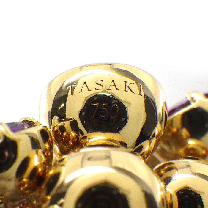 タサキ 田崎真珠 TASAKI ブローチ ブドウ モチーフ グレープ ボール アメジスト K18YG K18WG 【中古】