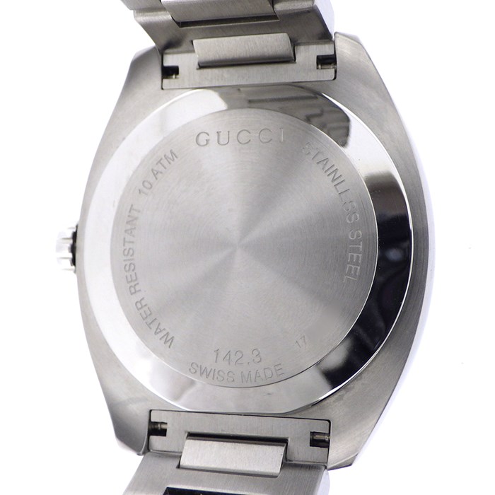 【美品】GUCCI グッチ ラージウォッチ YA142303/142.3 ブルー Gucci GG2570 Blue Dial Stainless Steel Men's Watch YA142303