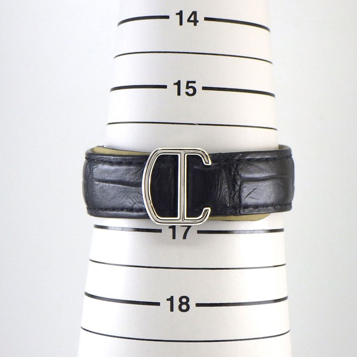 カルティエ Cartier 腕時計 カリブル WSCA0003 裏スケ デイト スモールセコンド ギョーシェ シルバー文字盤 SS ブラック アリゲーターレザーベルト 自動巻き 【中古】