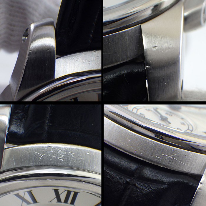 カルティエ Cartier 腕時計 カリブル WSCA0003 裏スケ デイト スモールセコンド ギョーシェ シルバー文字盤 SS ブラック アリゲーターレザーベルト 自動巻き 【中古】