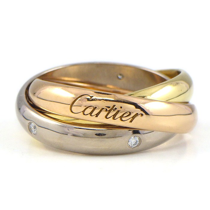 カルティエ Cartier リング トリニティ クラシックモデル B4236450 スリーカラー 5ポイント ダイヤモンド K18PG K18WG K18YG 10号 / #50 【中古】