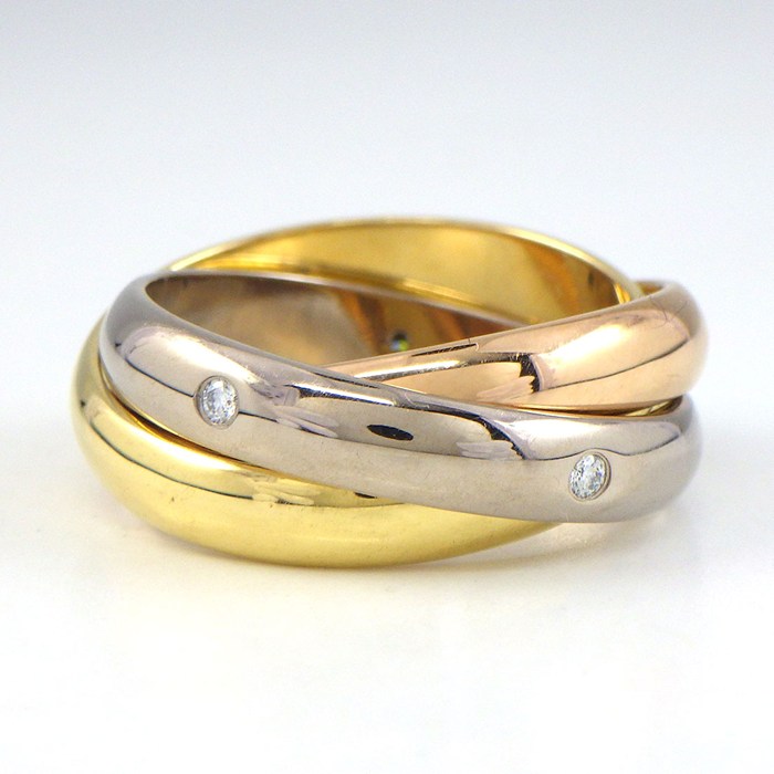 カルティエ Cartier リング トリニティ クラシックモデル B4236450 スリーカラー 5ポイント ダイヤモンド K18PG K18WG K18YG 10号 / #50 【中古】