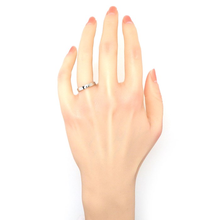 ティファニー ロゴ バンド リング ダイヤ 3P 5号 pt950 新品仕上済