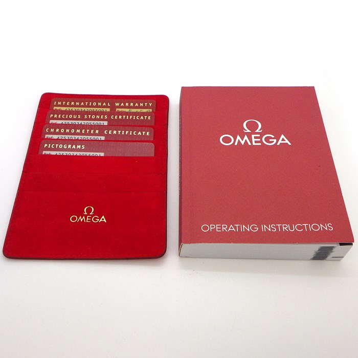 オメガ OMEGA 腕時計 デ・ヴィル レディマティック コレクション 34mm 425.30.34.20.55.001 コーアクシャル クロノメーター デイト 裏スケ 11ポイント ダイヤインデックス スーパーノヴァ ホワイトシェル文字盤 SS 自動巻き 【中古】