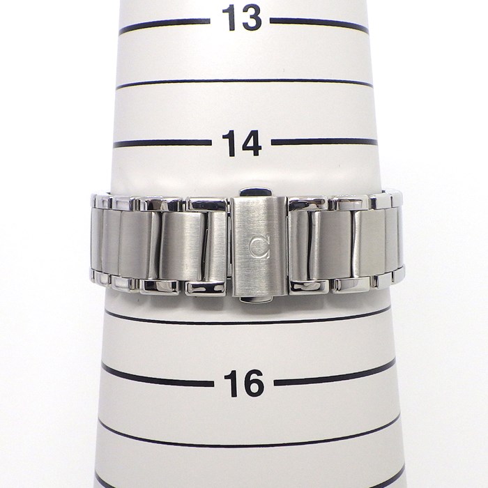 オメガ OMEGA 腕時計 デ・ヴィル レディマティック コレクション 34mm 425.30.34.20.55.001 コーアクシャル クロノメーター デイト 裏スケ 11ポイント ダイヤインデックス スーパーノヴァ ホワイトシェル文字盤 SS 自動巻き 【中古】