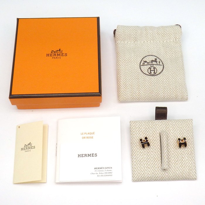 エルメス HERMES ピアス ポップH ポップアッシュ ミニ ノワール GP ブラック ラッカー 【中古】