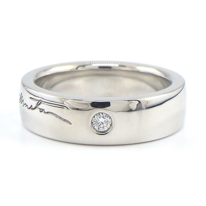 ハリーウィンストン HARRY WINSTON リング シグネチャー バンド 1ポイント ダイヤモンド K18WG 6.5号 【中古】