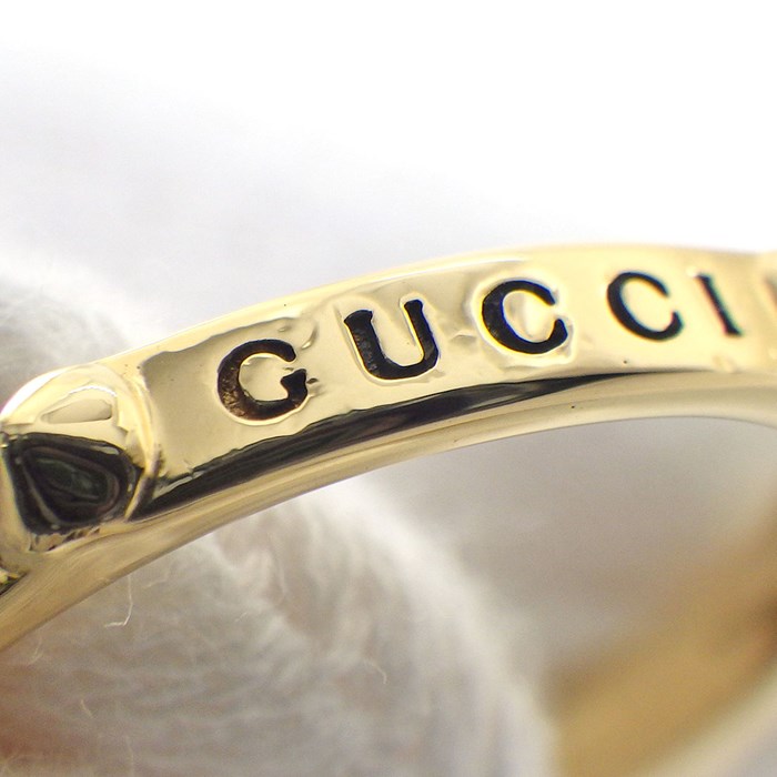 グッチ GUCCI リング ル マルシェ デ メルヴェイユ キャット フェイス スタッズ ラウンド オニキス 3ポイント ダイヤモンド K18YG 14号 / #14 【中古】