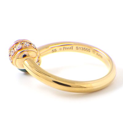 ピアジェ PIAGET リング ポセション G34P5D00 ボール 回転 2ポイント マラカイト 20ポイント ダイヤモンド 計0.21ct K18PG 14号 / #55 【中古】