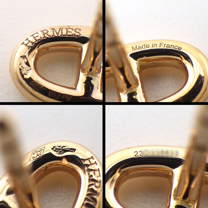 エルメス HERMES ピアス シェーヌダンクル ファランドール K18PG 【中古】