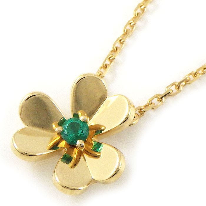 ヴァンクリーフ&アーペル Van Cleef & Arpels ネックレス フリヴォル ミニ VCARP7SB00 1ポイント エメラルド 0.04ct K18YG 【中古】