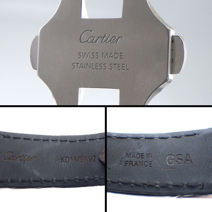 カルティエ Cartier 腕時計 サントス100 MM W20106X8 スクエア シルバー文字盤 SS ブラック アリゲーターレザーベルト 自動巻き 【中古】