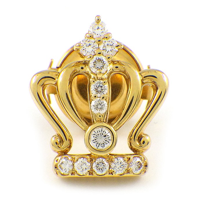【ダイヤモンド】 ピンブローチ 王冠モチーフ ダイヤモンド 計0.25ct K18YG 【中古】