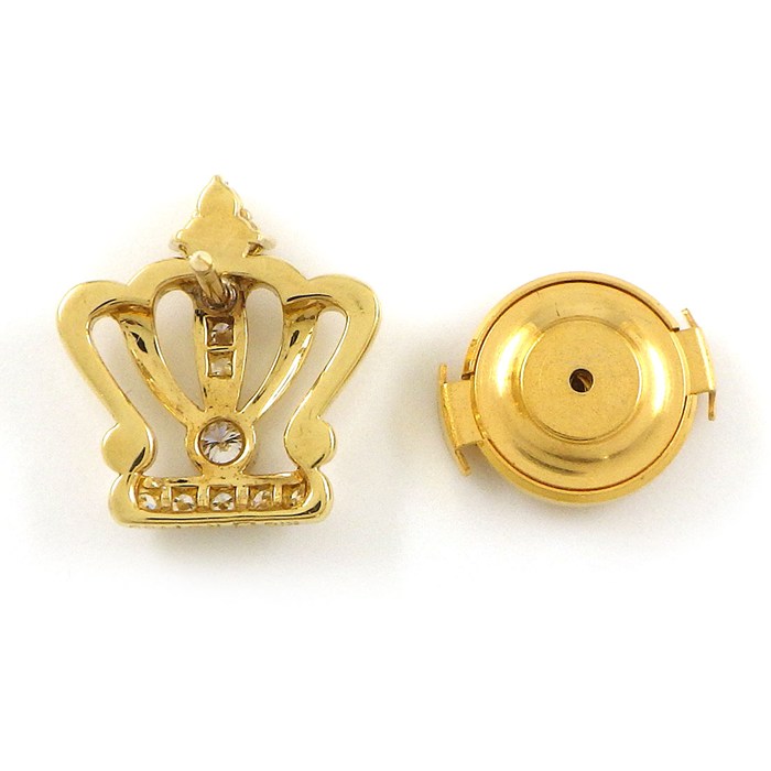 【ダイヤモンド】 ピンブローチ 王冠モチーフ ダイヤモンド 計0.25ct K18YG 【中古】