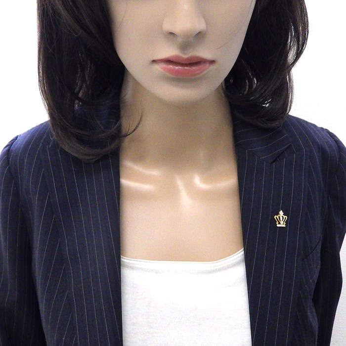 【ダイヤモンド】 ピンブローチ 王冠モチーフ ダイヤモンド 計0.25ct K18YG 【中古】