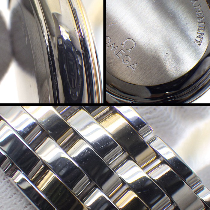 オメガ OMEGA 腕時計 デ・ヴィル プレステージ コーアクシャル 4374.11.00 ゴールド文字盤 ローマンインデックス カレンダー K18YG SS 自動巻き 【中古】