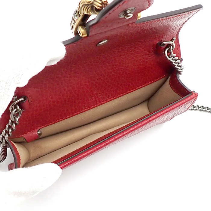 グッチ GUCCI ショルダーバッグ/ハンドバッグ ディオニュソス ミニバッグ 476432 レッド レザー シルバー金具 【中古】