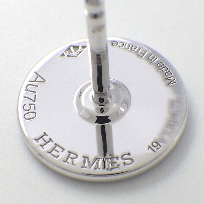 エルメス HERMES ピアス セリエ ラウンド ロゴ 2ポイント ダイヤモンド K18WG 【箱・保付き】 【中古】