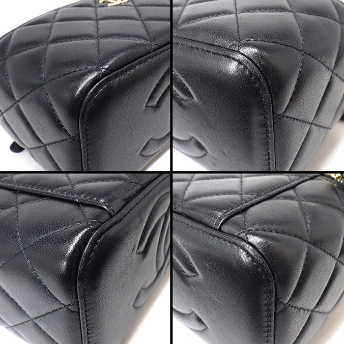 シャネル CHANEL ショルダーバッグ バニティ チェーンショルダー AP2199 ブラック ラムスキン (羊革) ゴールド金具 【中古】