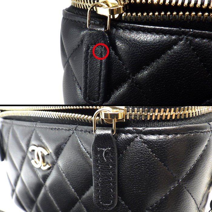シャネル CHANEL ショルダーバッグ バニティ チェーンショルダー AP2199 ブラック ラムスキン (羊革) ゴールド金具 【中古】