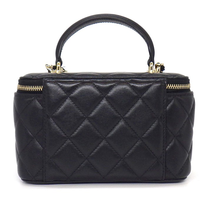 シャネル CHANEL ショルダーバッグ バニティ チェーンショルダー AP2199 ブラック ラムスキン (羊革) ゴールド金具 【中古】