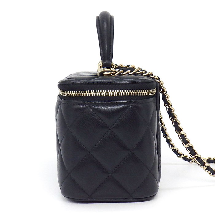 シャネル CHANEL ショルダーバッグ バニティ チェーンショルダー AP2199 ブラック ラムスキン (羊革) ゴールド金具 【中古】