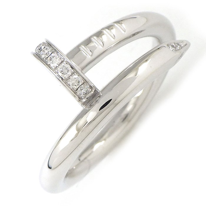 カルティエ Cartier リング ジュスト アン クル B4092700 釘モチーフ 22ポイント ダイヤモンド 計0.13ct K18WG 11号 / #51 【中古】