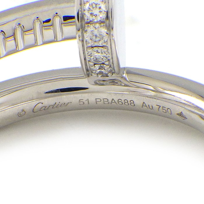 カルティエ Cartier リング ジュスト アン クル B4092700 釘モチーフ 22ポイント ダイヤモンド 計0.13ct K18WG 11号 / #51 【中古】