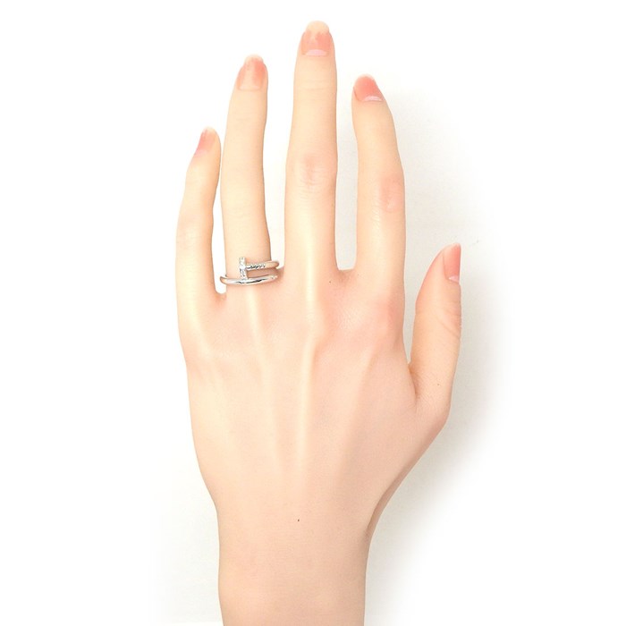 カルティエ Cartier リング ジュスト アン クル B4092700 釘モチーフ 22ポイント ダイヤモンド 計0.13ct K18WG 11号 / #51 【中古】