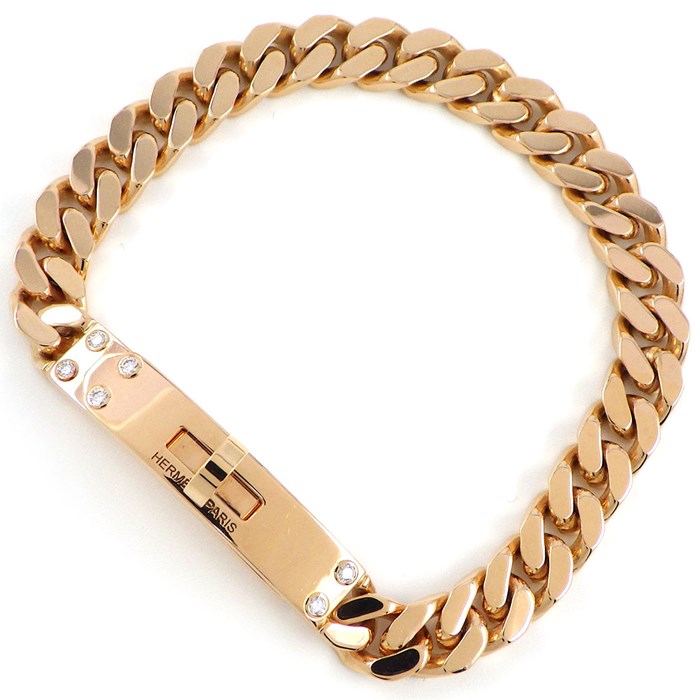 エルメス HERMES ブレスレット ケリー グルメット チェーン トゥレ クラスプ モチーフ 6ポイント ダイヤモンド 0.08ct K18PG / #SH 【箱・保付き】 【中古】