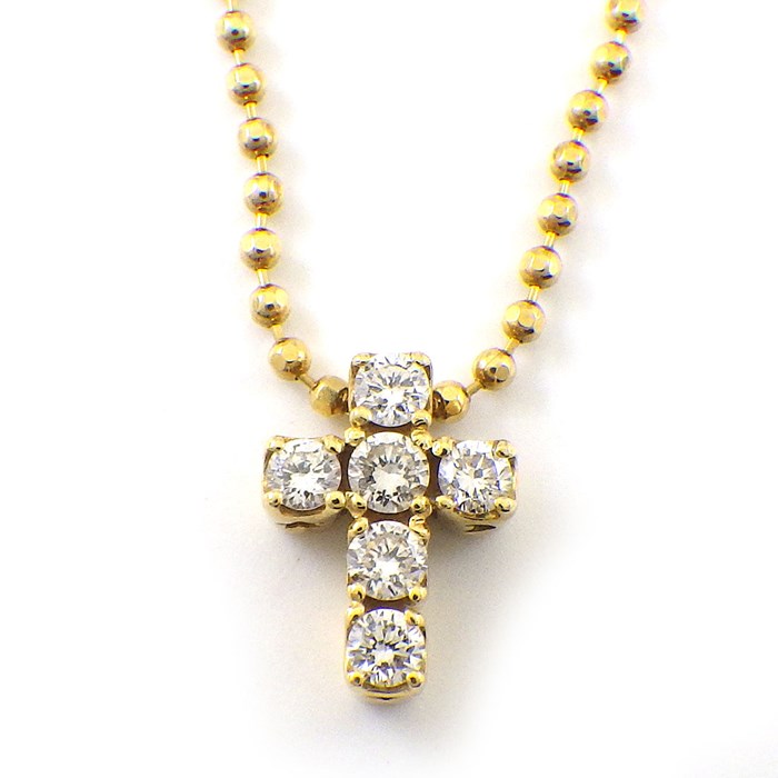ポンテヴェキオ Ponte Vecchio ネックレス クロス ダイヤモンド 計0.12ct K18YG 【中古】