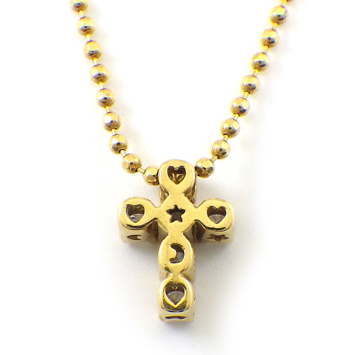ポンテヴェキオ Ponte Vecchio ネックレス クロス ダイヤモンド 計0.12ct K18YG 【中古】