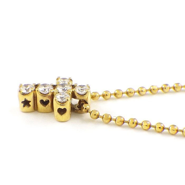 ポンテヴェキオ Ponte Vecchio ネックレス クロス ダイヤモンド 計0.12ct K18YG 【中古】