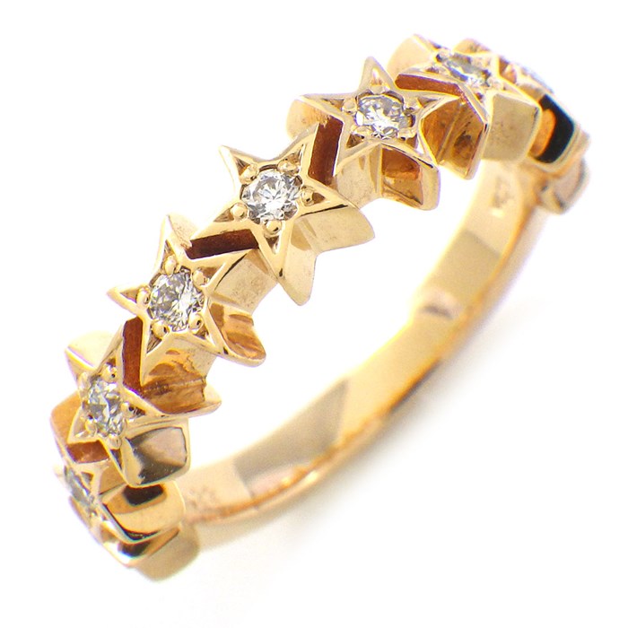 ヴァーゴ Vago リング ハーフサークル スターモチーフ 星 ダイヤモンド 計0.22ct K18YG 9.5号 【中古】