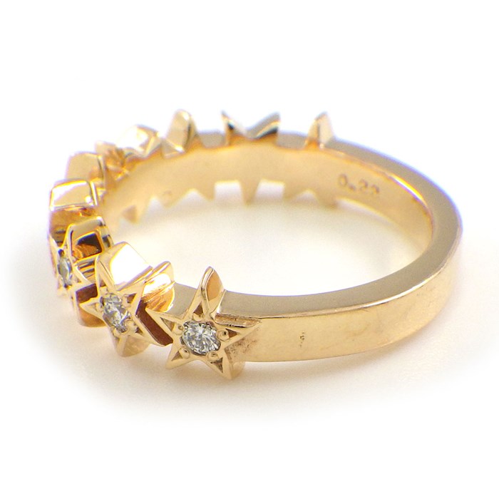 ヴァーゴ Vago リング ハーフサークル スターモチーフ 星 ダイヤモンド 計0.22ct K18YG 9.5号 【中古】