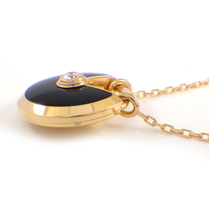  カルティエ Cartier ロングネックレス アミュレット SM B3047400 オニキス 1ポイント ダイヤモンド K18PG 【箱・保付き】 【中古】
