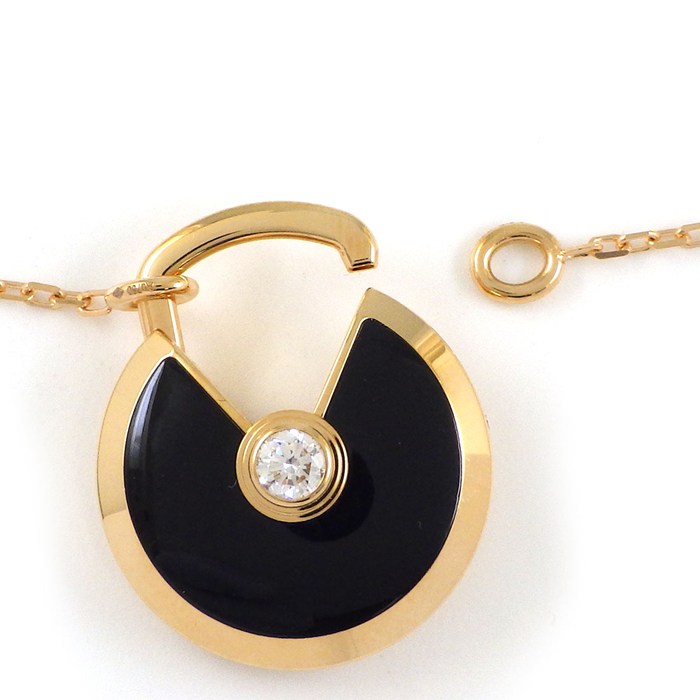  カルティエ Cartier ロングネックレス アミュレット SM B3047400 オニキス 1ポイント ダイヤモンド K18PG 【箱・保付き】 【中古】