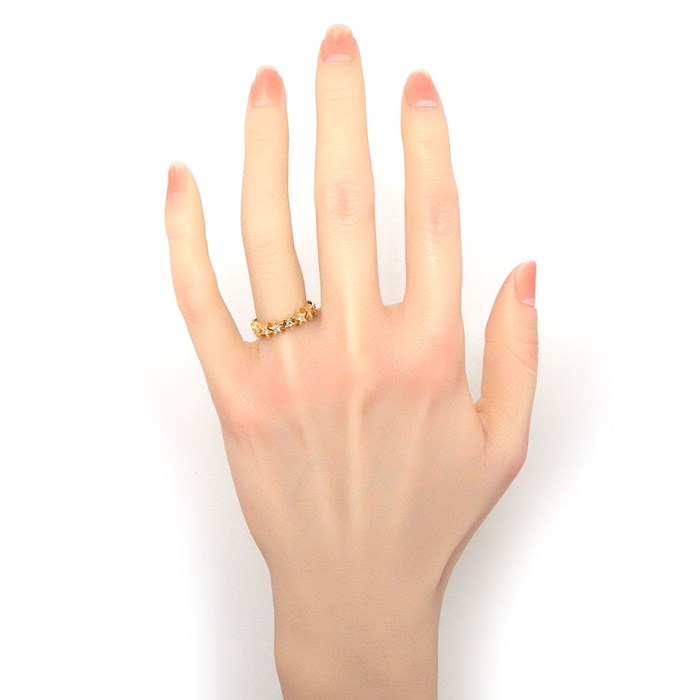 ヴァーゴ Vago リング ハーフサークル スターモチーフ 星 ダイヤモンド 計0.22ct K18YG 9.5号 【中古】