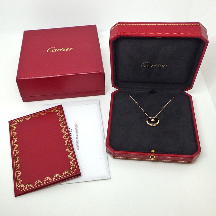  カルティエ Cartier ロングネックレス アミュレット SM B3047400 オニキス 1ポイント ダイヤモンド K18PG 【箱・保付き】 【中古】
