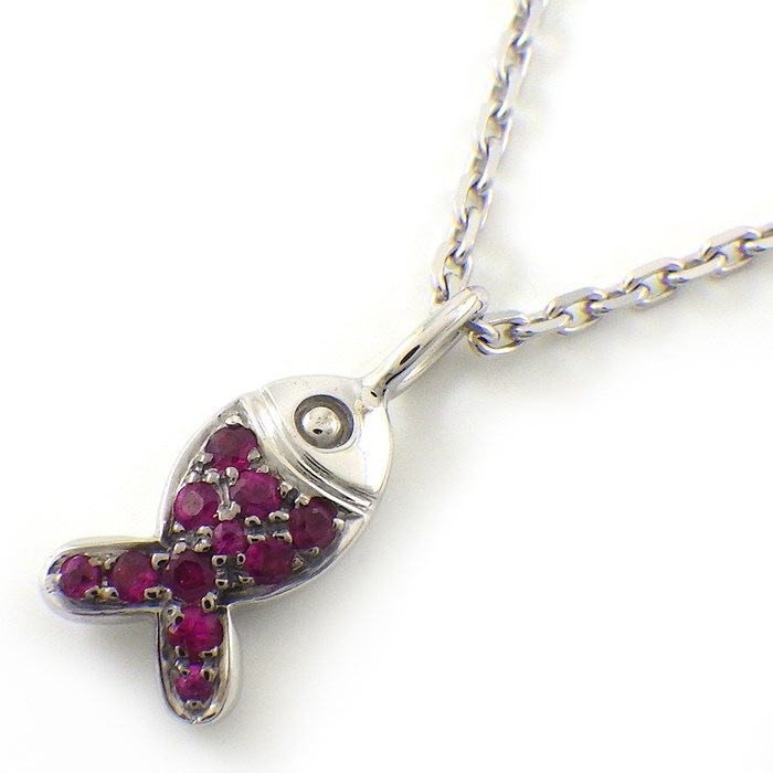 ショパール Chopard ネックレス ハッピー ビーチ フィッシュモチーフ 79/5065/1 11ポイント ルビー K18WG 【中古】