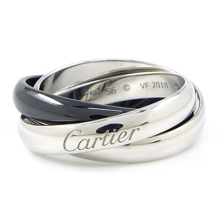 カルティエ Cartier リング トリニティ クラシック セラミック B4095600 K18WG ブラック セラミック 黒 16号 / #56 【箱・保付き】 【中古】