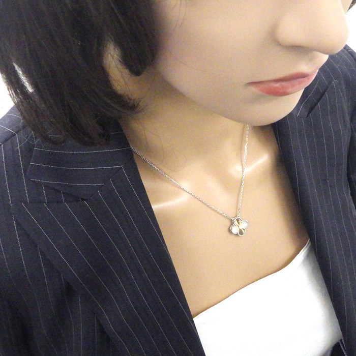 ヴァンクリーフ&アーペル Van Cleef & Arpels ネックレス ヴィンテージ アルハンブラ 2024年 ホリデーシーズン 限定モデル ギョーシェ 1ポイント ダイヤモンド K18PG K18WG 【中古】