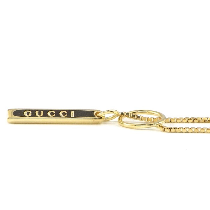 グッチ GUCCI ネックレス ラリエット ロゴ プレート バー ベネチアンチェーン K18YG 【中古】