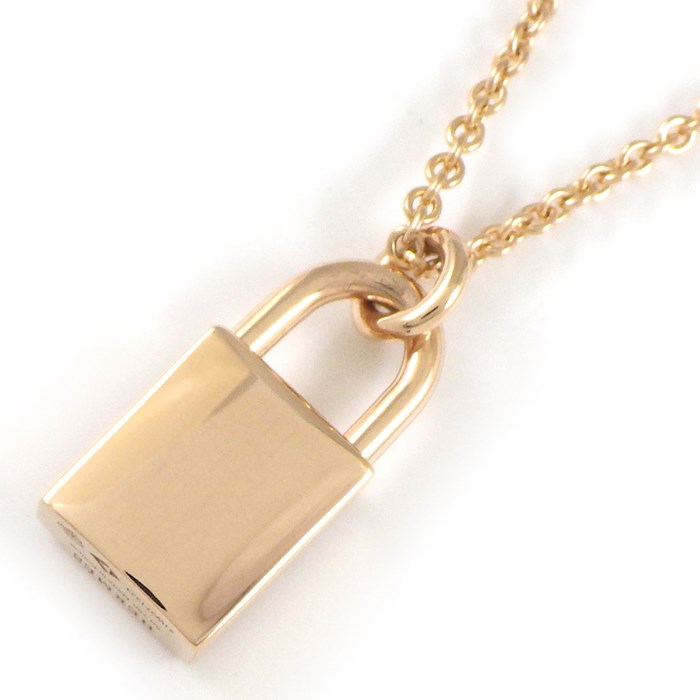 エルメス HERMES ネックレス アミュレット ケリー カデナ H121332B 錠 H ロゴ 18ポイント ダイヤモンド 0.09ct K18PG 【中古】
