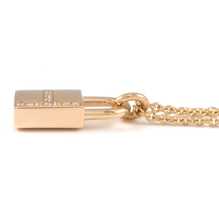 エルメス HERMES ネックレス アミュレット ケリー カデナ H121332B 錠 H ロゴ 18ポイント ダイヤモンド 0.09ct K18PG 【中古】
