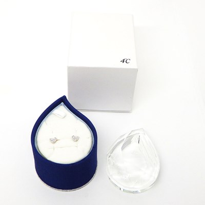 4℃ ピアス ハート ダイヤモンド K18WG 【中古】