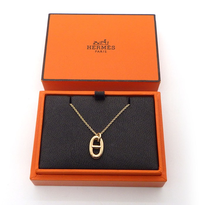 エルメス HERMES ネックレス シェーヌダンクル ファランドール オーバル チェーン K18PG 【中古】