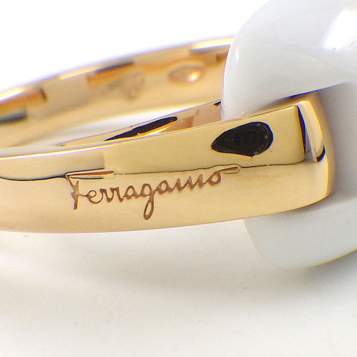 サルヴァトーレ・フェラガモ Salvatore Ferragamo リング ホワイト カルセドニー K18PG 15号 / #56 【中古】