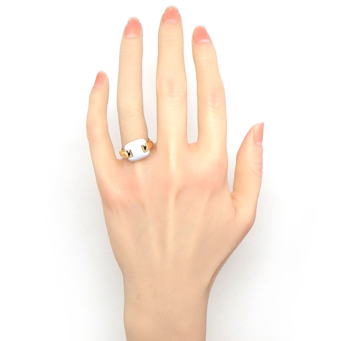 サルヴァトーレ・フェラガモ Salvatore Ferragamo リング ホワイト カルセドニー K18PG 15号 / #56 【中古】